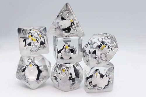 Foam Brain Games baby penguin dice set for roleplaying games