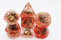 Foam Brain Games dice Red Swirl Ancient Gear RPG set