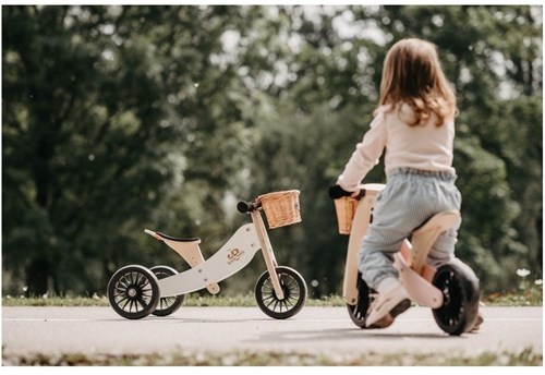 Kinderfeets 2-in-1 wooden balance bike & tricycle Tiny Tot Plus - White-3
