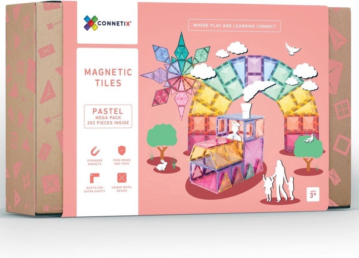 大幅値下げ　Connetix Tiles　マグネット　パステル　マグビルド Connetix Magnetic Tiles Pastel Mega Pack 202 Pieces