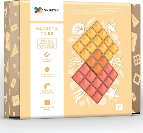 Connetix Magnetic Tiles Base Lemon Peach 2 Pieces