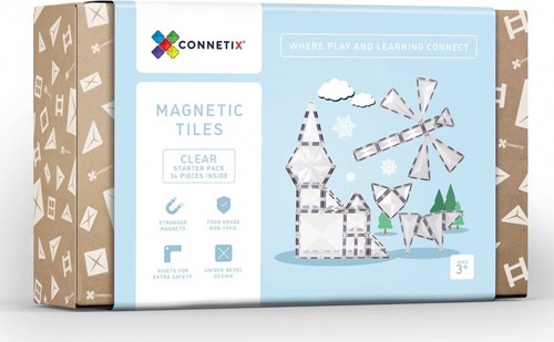 Connetix Magnetic Tiles Clear Set 34 Pieces