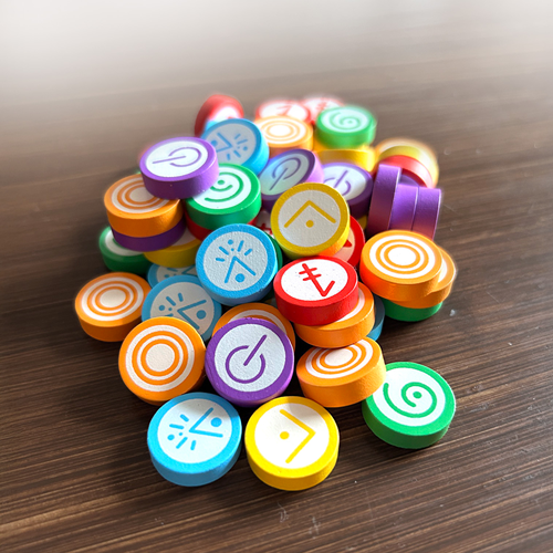 Asmodee wooden skill token upgrade pack for Vantage board game