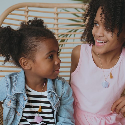 Calico Sun heart necklace - colourful adjustable kids necklace-3