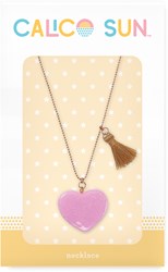 Calico Sun heart necklace - colourful adjustable kids necklace