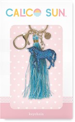 Calico Sun unicorn glitter keychain with tassel