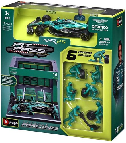 1:43 F1 ASTON MARTIN AMR25 2025 PIT PASS DIORAMA ALONSO