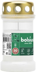 Bolsius memorial candle grave light white with lid 50 burning hours