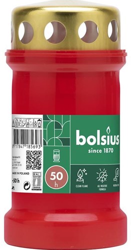 Bolsius memorial candle grave light red with lid 50 hours outdoor