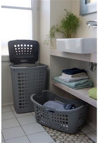 Curver laundry basket Victor 50L silver - modern plastic hip basket design-2