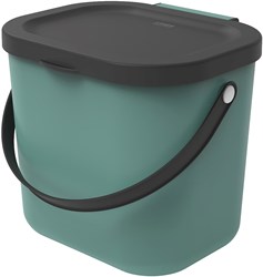 Rotho bio kitchen waste bin 6 litre green with handle and lid