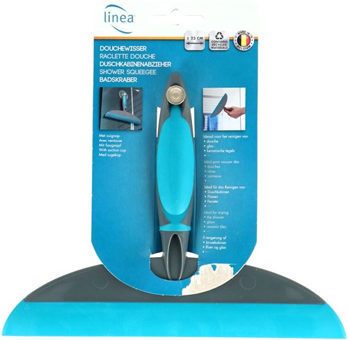 Linea shower squeegee Softwise with suction cup - white blue window wiper