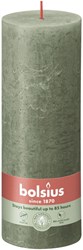 Bolsius rustic pillar candle olive green 19 cm - long burning candle