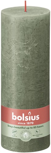 Bolsius rustic pillar candle olive green 19 cm - long burning candle