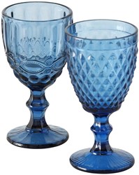 Boltze Home wine glass blue 17cm - Aurora colored glass, dishwasher safe
