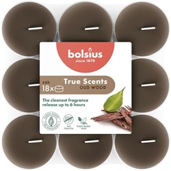 Bolsius scented tealights wax candles Oud Wood 18 pieces vegan