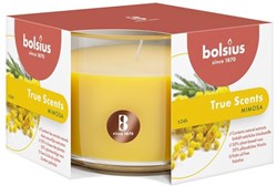 Bolsius scented candle mimosa floral fragrance - decorative pillar candle yellow