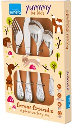 Amefa children's cutlery set silver - Forest Friends 4-piece stainless animals