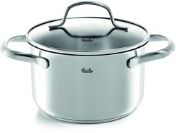 Fissler stainless steel cooking pot 16 cm with glass lid silver