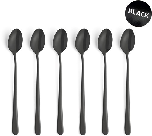 Amefa latte spoons black 6 pieces - stainless steel Austin cutlery set-2