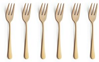 Amefa cake forks gold Austin vintage 6 pieces luxury cutlery-2