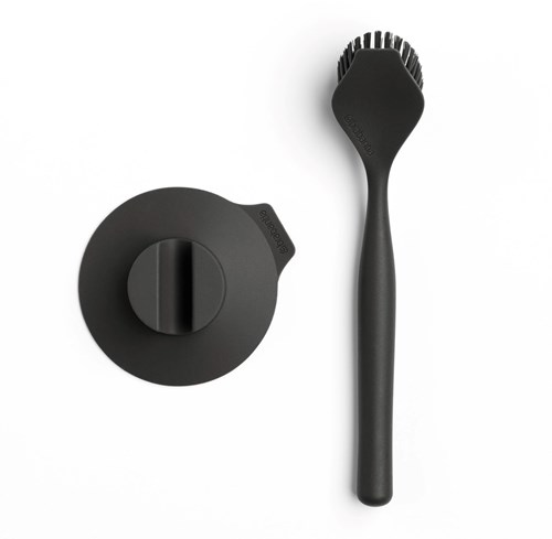 Brabantia dishwashing brush with suction holder - Dark Grey - cleaning brush-2