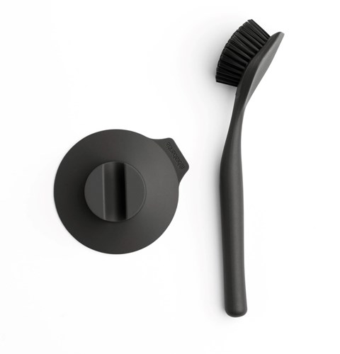 Brabantia dishwashing brush with suction holder - Dark Grey - cleaning brush-3