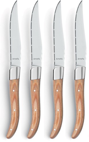 Amefa steak knives Royal Steak 4-piece set - Natural Wood design-2