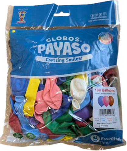 Globos Bag of 100 Balloons 100% latex ass. 1006