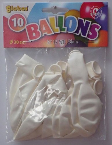 Globos 10 White balloons in a bag