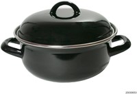 Braadpan emaille zwart - casserole 22 cm 3 liter steel PFAS-free