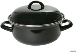 Braadpan emaille zwart - casserole 22 cm 3 liter steel PFAS-free