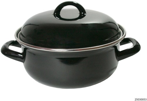 Braadpan emaille zwart - casserole 22 cm 3 liter steel PFAS-free