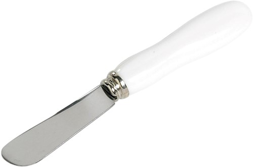 Butter knife set porcelain white - 6 pieces - table cutlery stainless steel