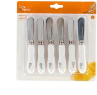 Butter knife set porcelain white - 6 pieces - table cutlery stainless steel-2
