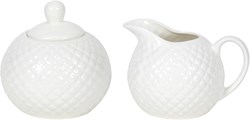 Milk jug and sugar bowl diamond porcelain set white tableware