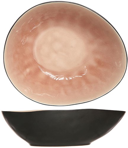 Ceramic bowl pink oval Laguna Old Rose modern design 20x16.5 cm