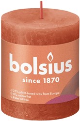 Bolsius rustic pillar candle orange 8x6.8 cm - long burning candle