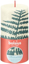 Bolsius rustic pillar candle leaf motif ivory white vegan decoration