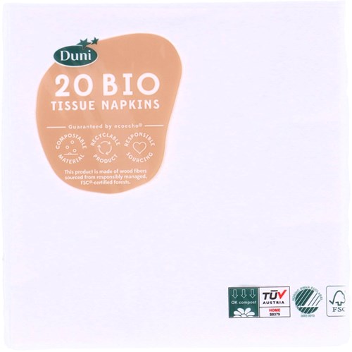 Duni napkins white 33x33 cm 3-ply eco paper 20 pieces