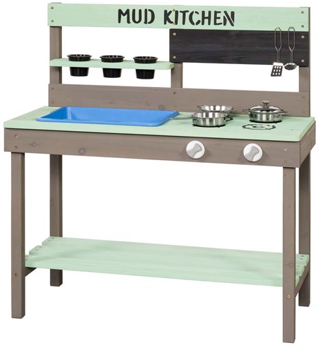 SwingKing wooden mud kitchen outdoor toy FSC wood mint green