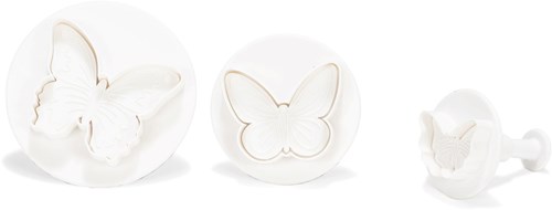 Cookie cutters butterfly plastic white 3-piece set baking fun
