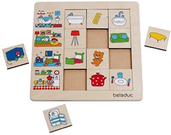 Beleduc wooden sorting puzzle house - educational toy 12 pieces