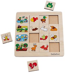 Beleduc wooden sorting puzzle animals and environments 12 pieces