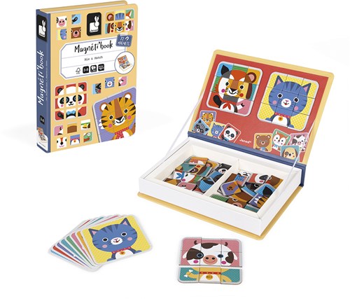 Janod magnetic book - educational toy Mix & Match animals with 72 magnets-2