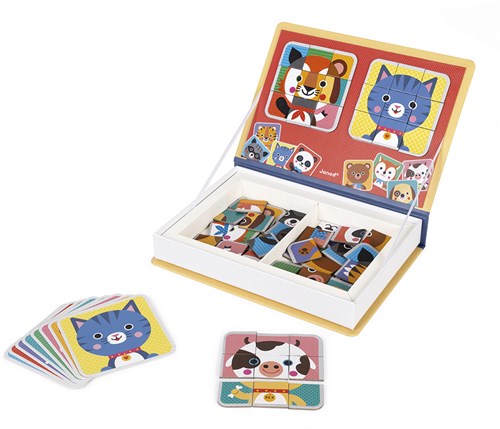 Janod magnetic book - educational toy Mix & Match animals with 72 magnets