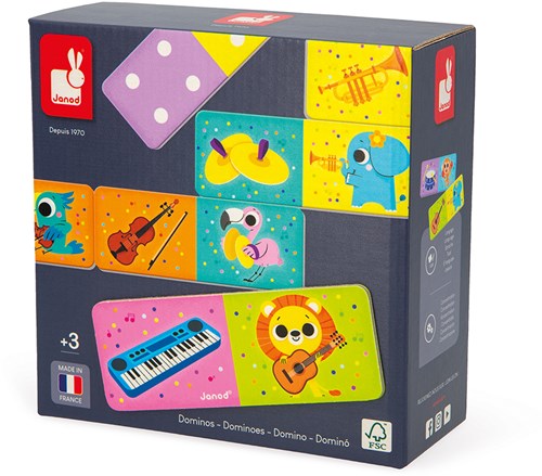 Janod game - Domino musical instruments educational kids FSC cardboard