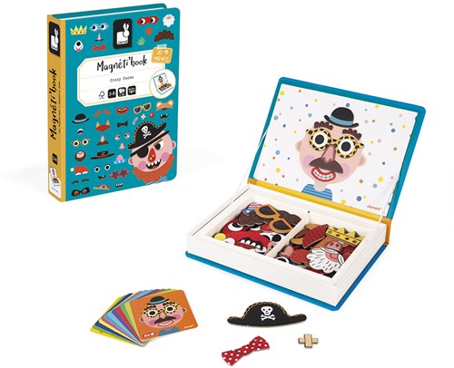 Janod Magnetibook - Magnetic Game Crazy Faces Boys - Creative Toy-2