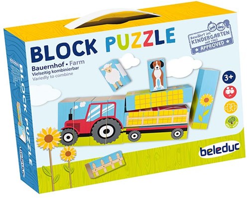 Beleduc block puzzle farm educational toy colorful cardboard-2
