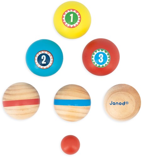 Janod wooden petanque game Applepop - colourful outdoor kids toy-2